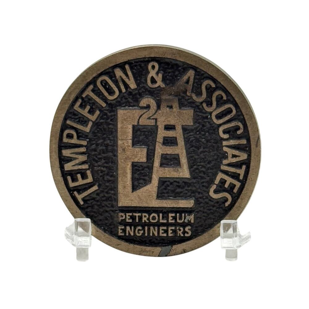 Templeton & Associates Petroleum Engineers Solid Bronze Advertising Belt Buckle